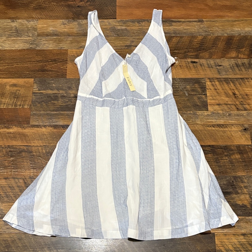 Esley Blue and White Striped‎ Dress